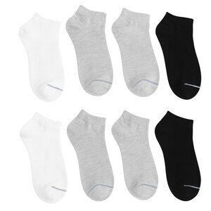 Lot of 6 Pairs Low-Cut Ankle Socks – White, Black & Gray – Everyday Athletic